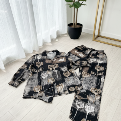 One Set Premium Rayon Motif - Brown Pattern